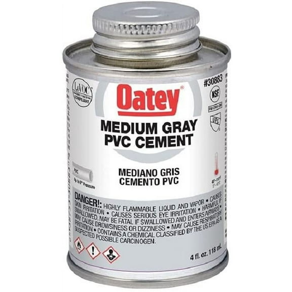 Oatey 30883 PVC Medium Cement, Gray, 4-Ounce, 4 oz