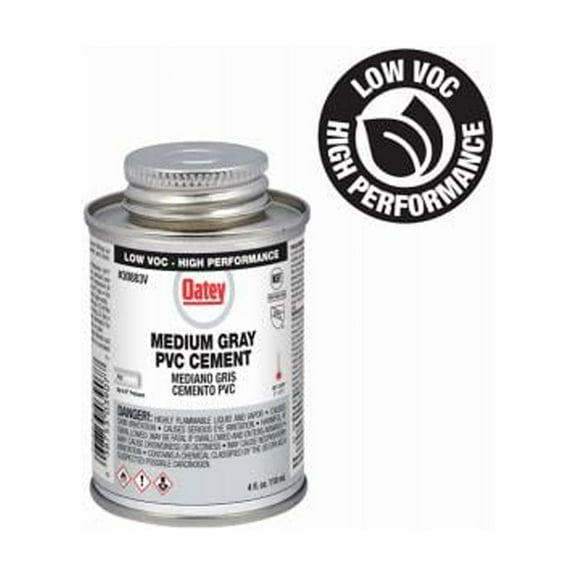 Oatey 30883V Gray Medium-Bodied PVC Pipe Cement, 4 oz. - Quantity 24