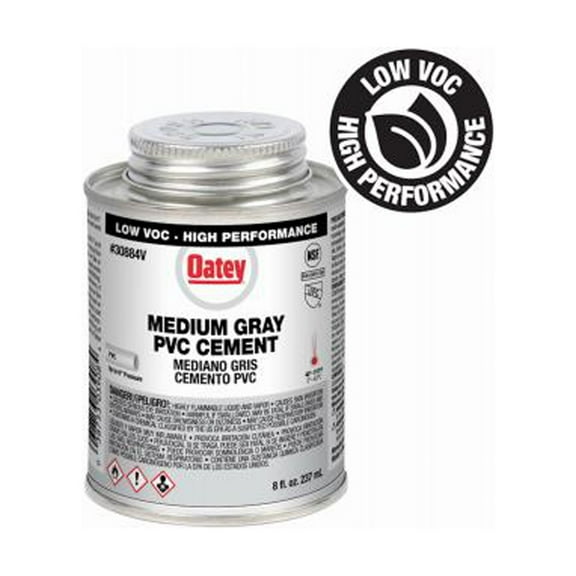 Oatey 30884V Gray Medium-Bodied PVC Pipe Cement, 8 oz. - Quantity 24