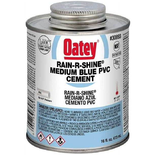 Oatey 30893 PVC Rain-R-Shine Cement, 16-Ounce, Blue - Walmart