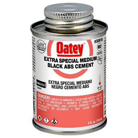Oatey 30916 Black ABS Pipe Cement, 4 oz. - Quantity 24