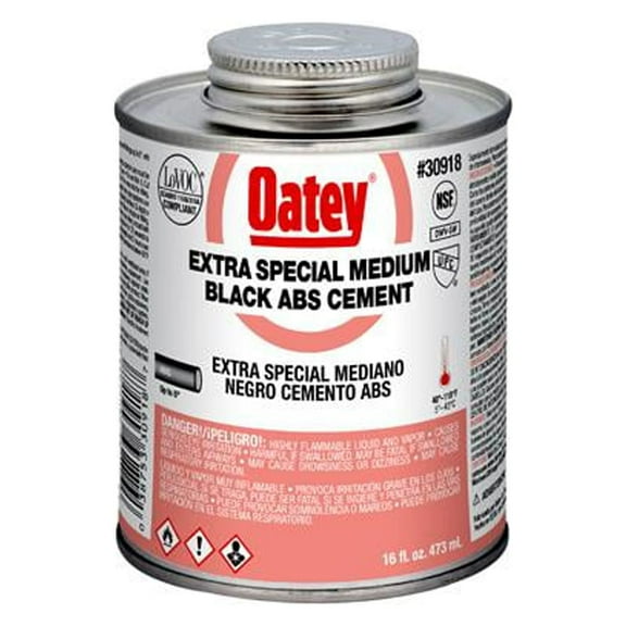 Oatey 30918 Black ABS Pipe Cement, 16 oz. - Quantity 24
