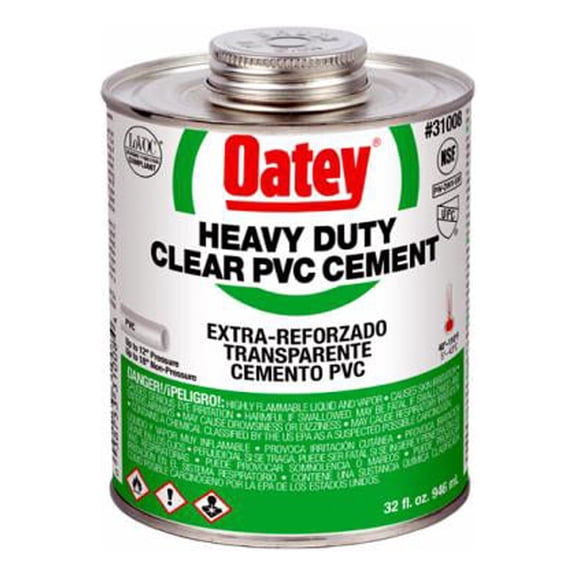 Oatey 31008V Clear Heavy-Bodied PVC Pipe Cement, 32 oz. - Quantity 1