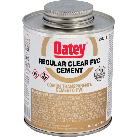 Oatey Cement,Low VOC,16 oz.,Clear 31014