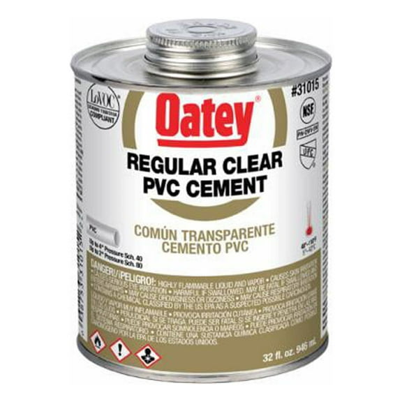 Oatey 31015V Clear PVC Pipe Cement, 32 oz. - Quantity 12
