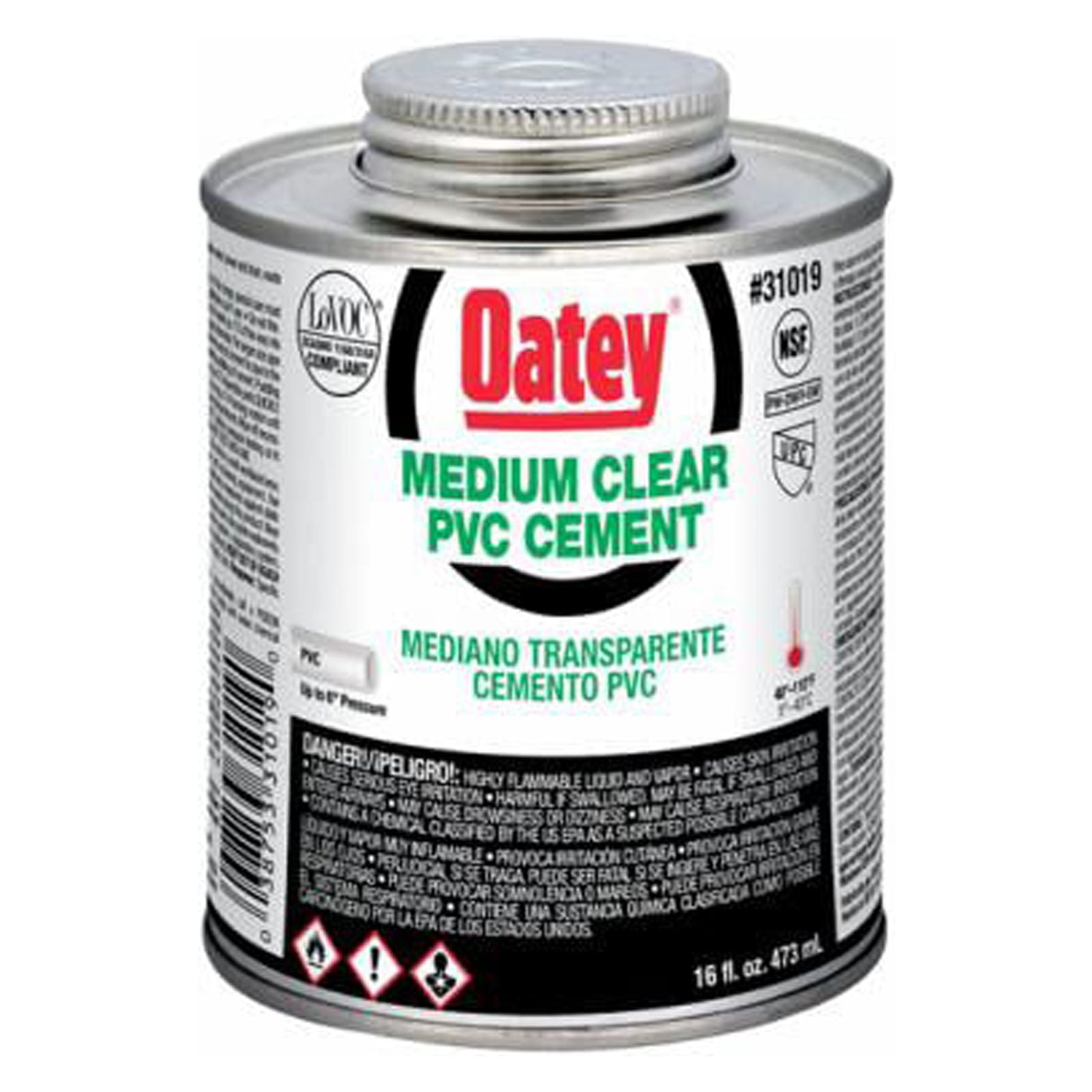 Oatey 31019V PVC Pipe Cement, Clear, 16 oz. Quantity 24