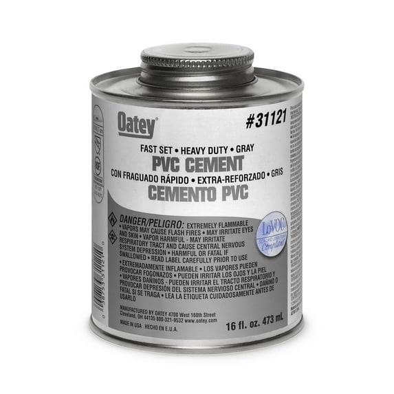 Oatey 31121 Fast-Set Heavy Duty Solvent Cement, 32 oz, Can, Gray, Liquid