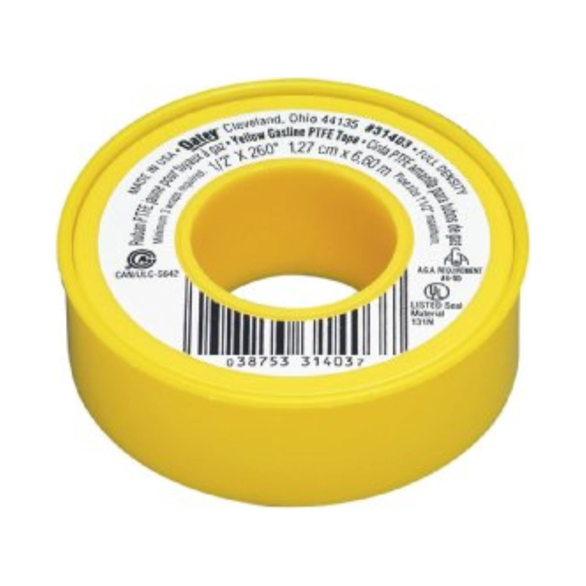 Oatey 31403 PTFE Gas Line Thread Seal Tape, 1/2"x260", Yellow