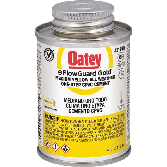 Oatey FlowGuard Gold CPVC Cement - Medium Bodied, All Weather, Yellow - 4 Oz Can