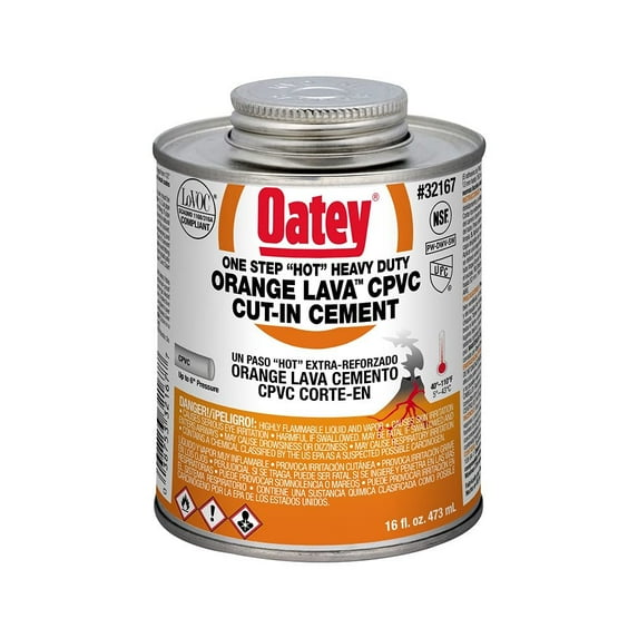 Oatey 32167 Solvent Cement, 16 oz Can, Liquid, Orange