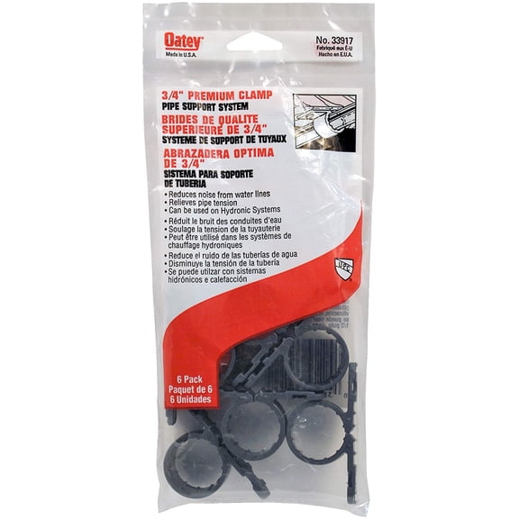 Oatey Standard Pipe Clamp - Easy Installation - 1 Pack, 0.75 in, Gray, Polypropylene