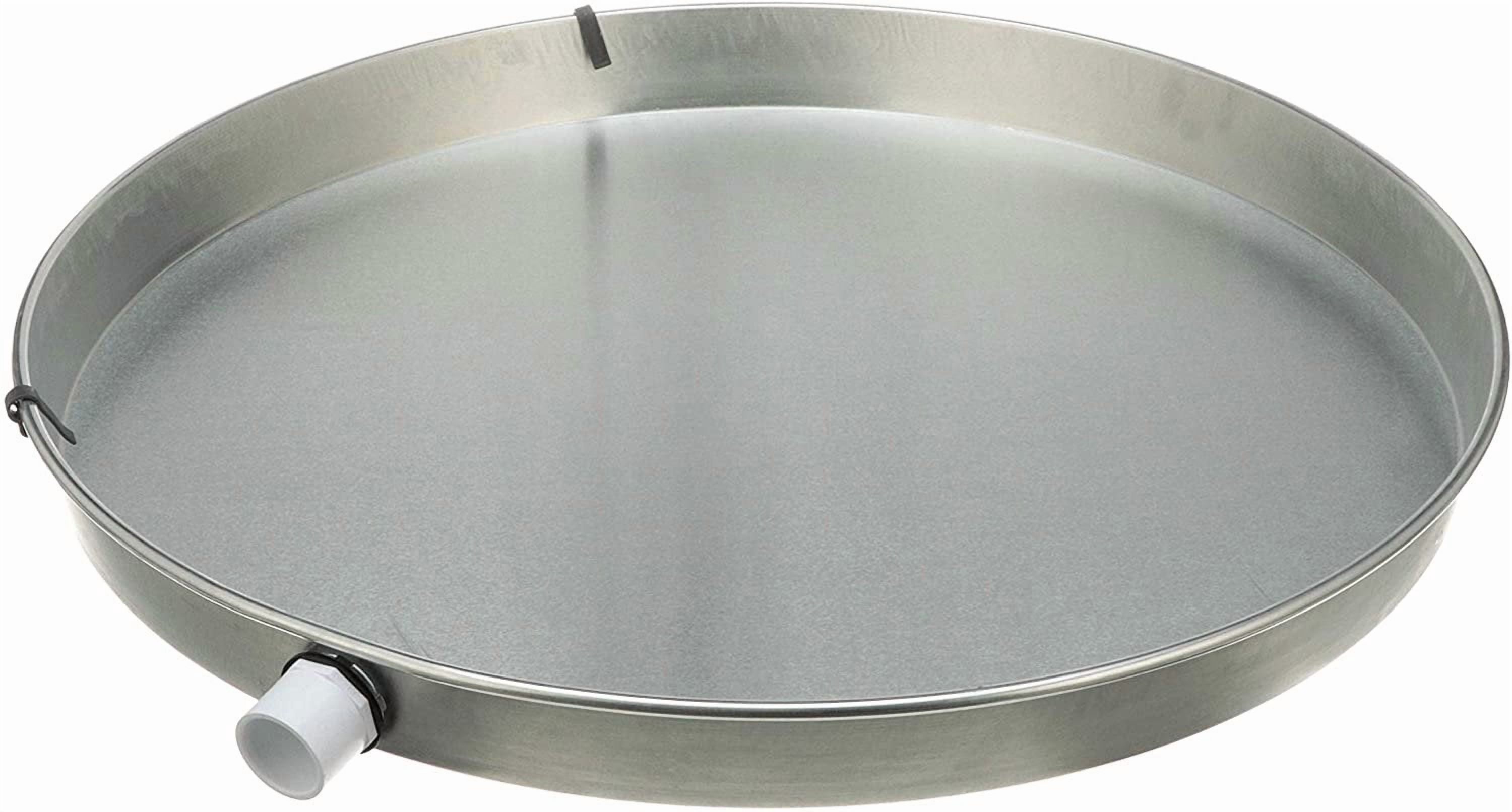 Oatey Water Heater Pan Aluminum - Easy Installation, 1 in. PVC Adapter - 24" Silver Round — Residential Use, Standard Application