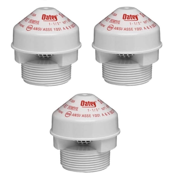 Oatey 39016 Sure-Vent Air Admittance Valve with 1-1/2-Inch by 2-Inch PVC Adapter, 2-Inch, Sold as 3 Pack