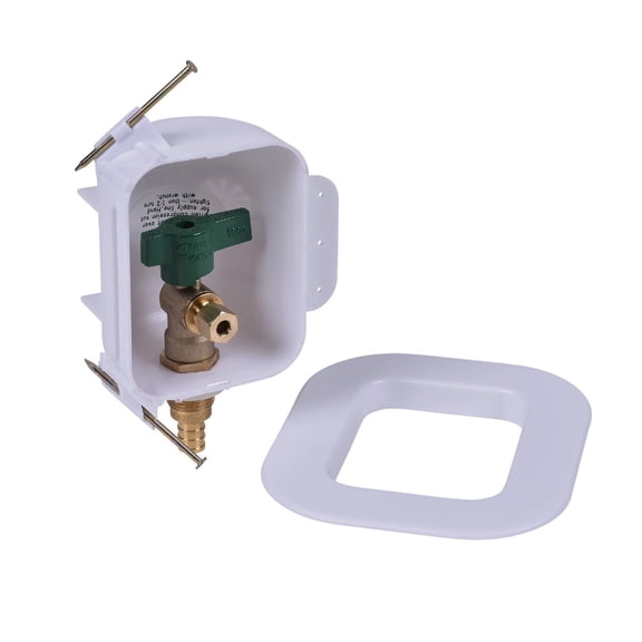 Oatey Icemaker Box Brass I2K - Ice Makers Water Supply Box - Gold Home & Garage Storage, Stackable Design