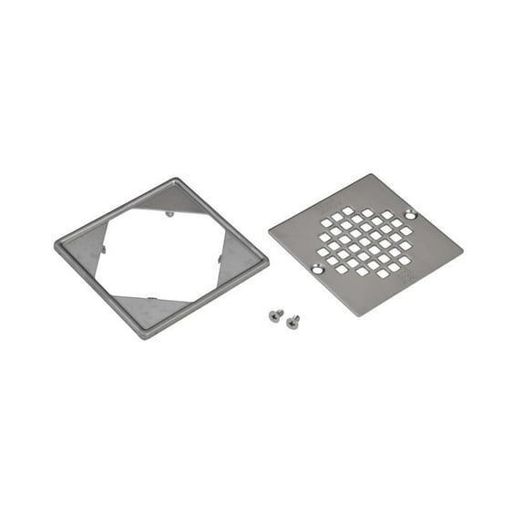 Oatey 4-1/4 in. Square Shower Strainer with Tile Ring in Brushed Nickel - 42331