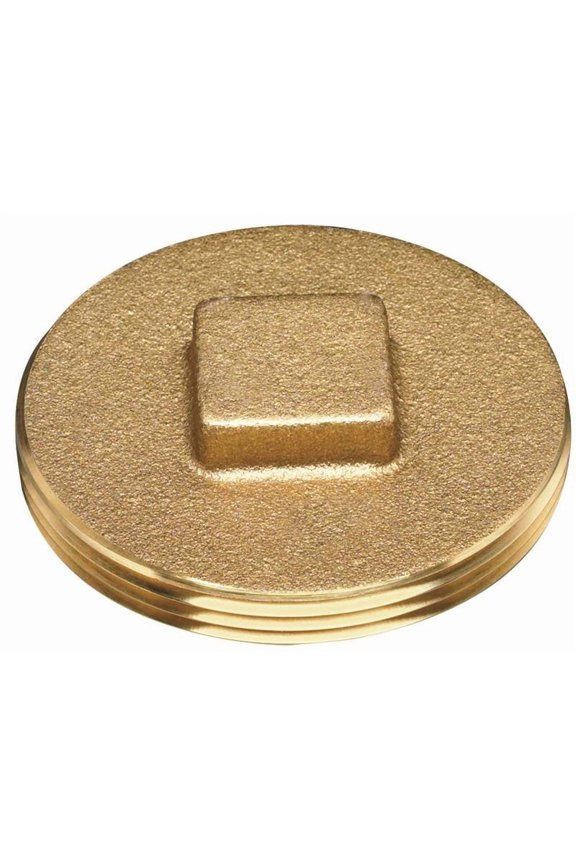 42373 Cleanout Pipe Plug, 3-1/2 in, Raised Head, Brass