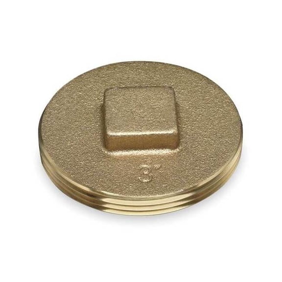 Oatey 42744 Cleanout Pipe Plug, 3-1/2 in, Raised Head, Brass