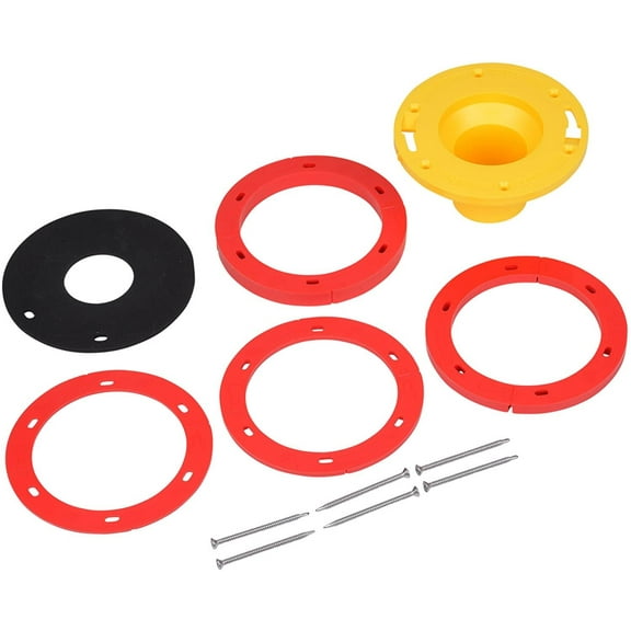 Oatey 43400 Set-Rite 1/4 in. to 1-5/8 in. Toilet Flange Extender Kit, Red and Yellow