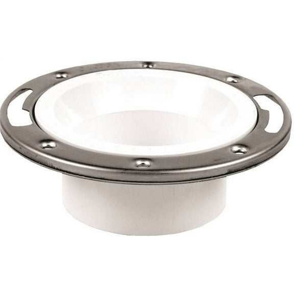 Oatey Closet Flange with Stainless Ring, 3" or 4" PVC in White - 43495