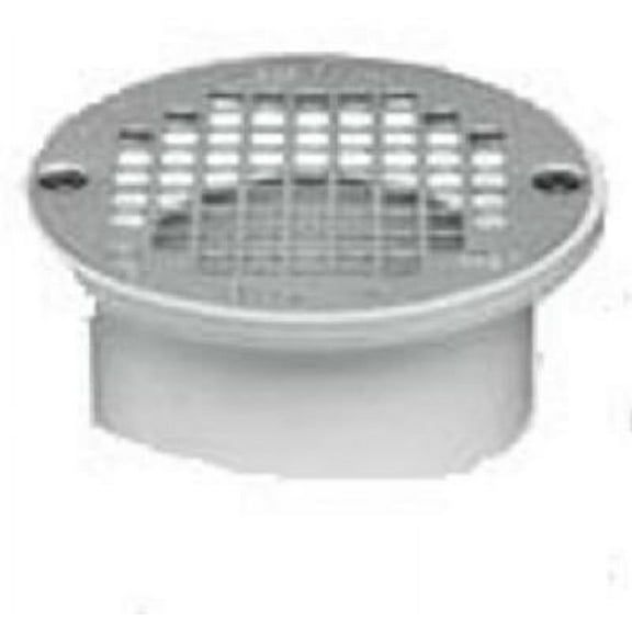 Oatey Straight Floor Drain, PVC, Stainless Steel, 3" or 4", Solvent-Weld 43583