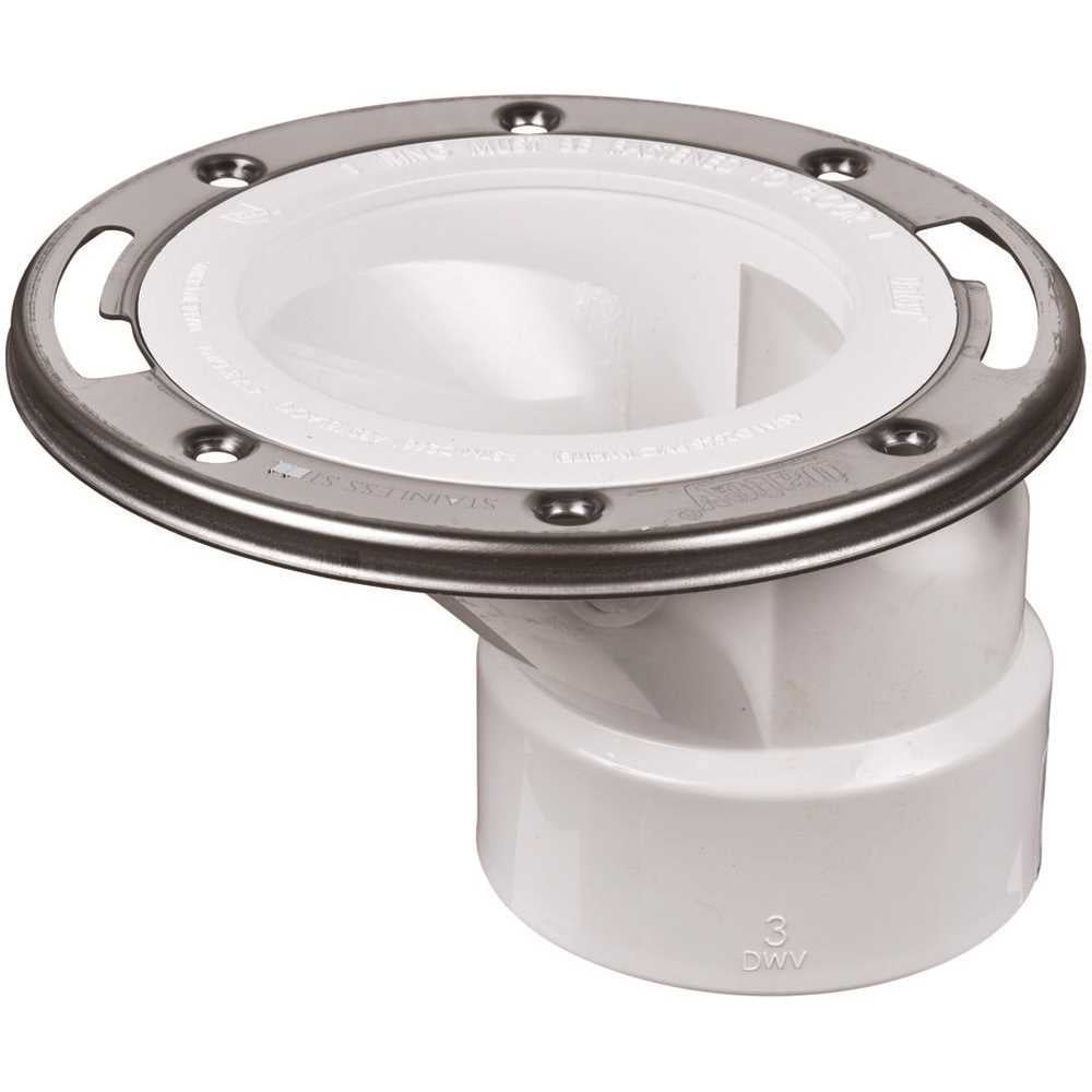3-Inch PVC Offset Toilet Flange with Stainless Steel Ring