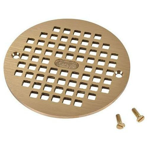 Oatey 5 Dia, Brass, Brass, Grate: Round, Grate 80020