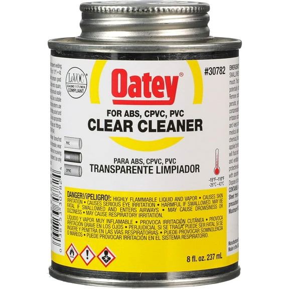 Oatey Clear Cleaner For ABS/CPVC/PVC 8 oz