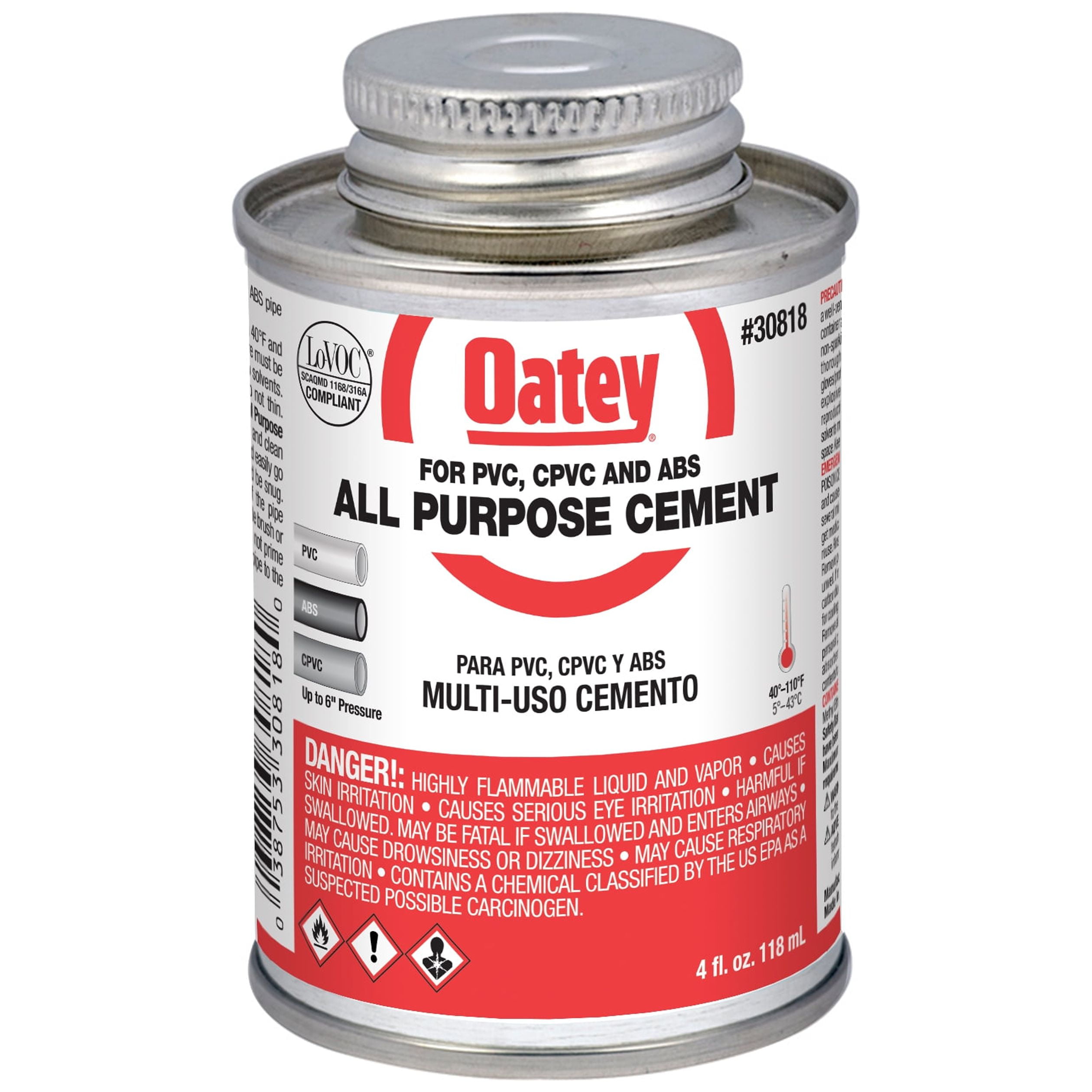All Purpose Cement ABS PVC CPVC Low VOC 4 oz Clear No. 30818