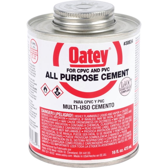 Oatey Clear All-Purpose Cement for CPVC/PVC 16 oz.
