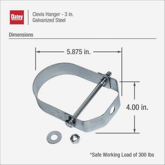 Oatey Clevis Hanger - Pack of 2  Residential Use, Standard Application