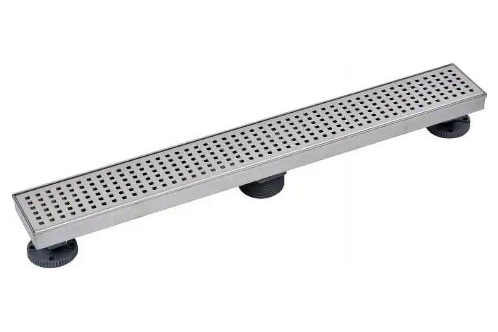 24" Stainless Steel Linear Shower Drain with Square Pattern Cover