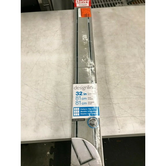 Oatey Designline 32 in. Stainless Steel Linear Shower Drain with Tile-in Pattern Drain Cover, Silver