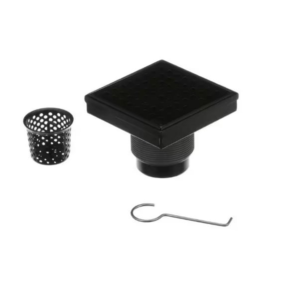 Oatey Designline 4 in. x 4 in. Stainless Steel Square Shower Drain with Square Pattern Drain Cover in Matte Black