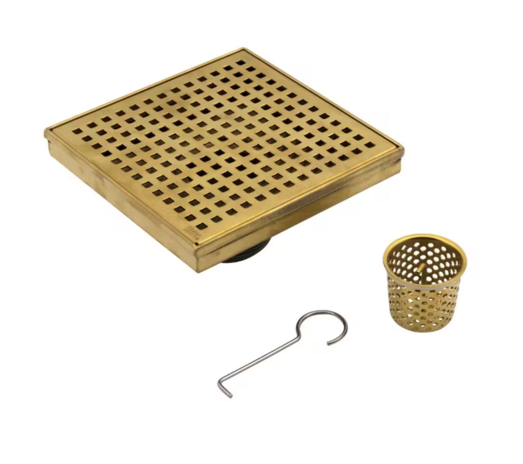 Oatey Designline 6 in. x 6 in. Stainless Steel Square Shower Drain with Square Pattern Drain Cover in Brushed Gold