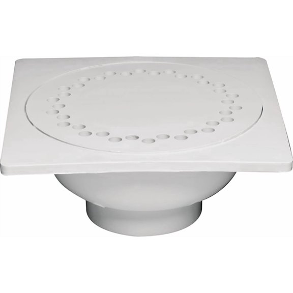 Oatey Drain, Bell Trap, Schedule 40 PVC , Hinged Cover, 9 x 9-In.