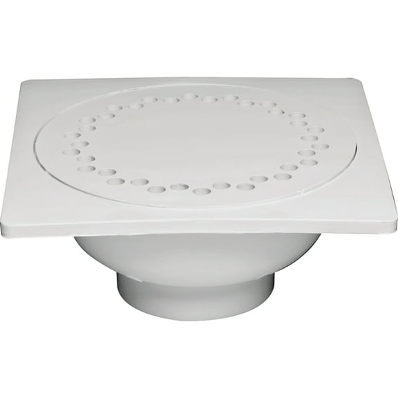 Oatey Drain, Bell Trap, Schedule 40 PVC , Hinged Cover, 9 x 9-In.