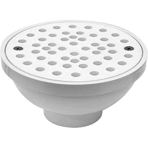 White Round Plastic Floor Drain with Strainer