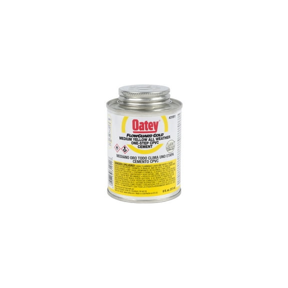 Oatey FlowGuard Gold 8 Oz. Medium Bodied Yellow All Weather One-Step CPVC Cement