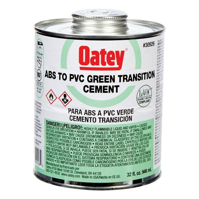 Oatey Green Transition Cement For ABS/PVC 32 oz