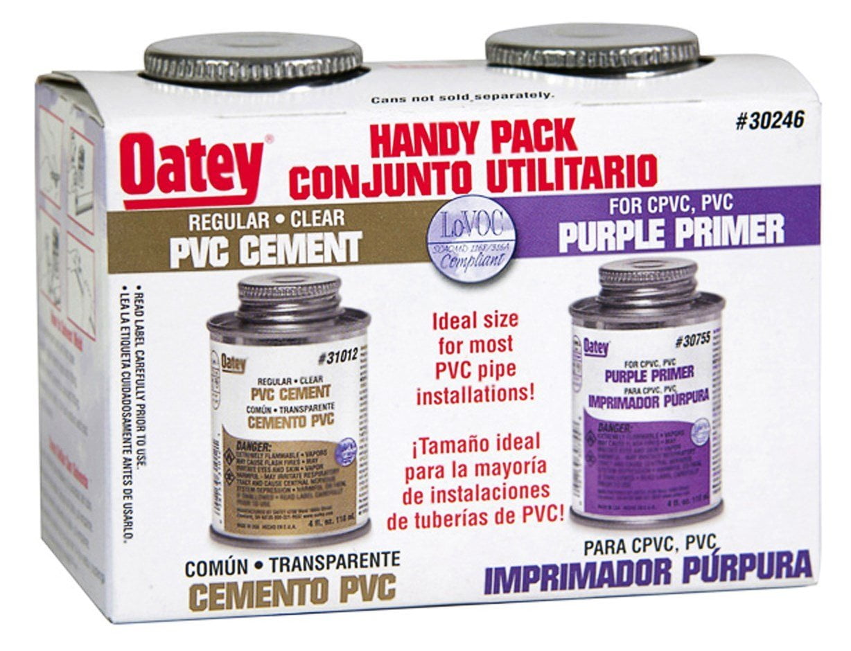Oatey Handy Pack Clear/Purple Primer and Cement For PVC 4 oz.