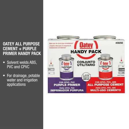 Oatey Purple Primer and All-Purpose Medium Cement for Welding, Handy Pack of 2, 4 oz. Containers