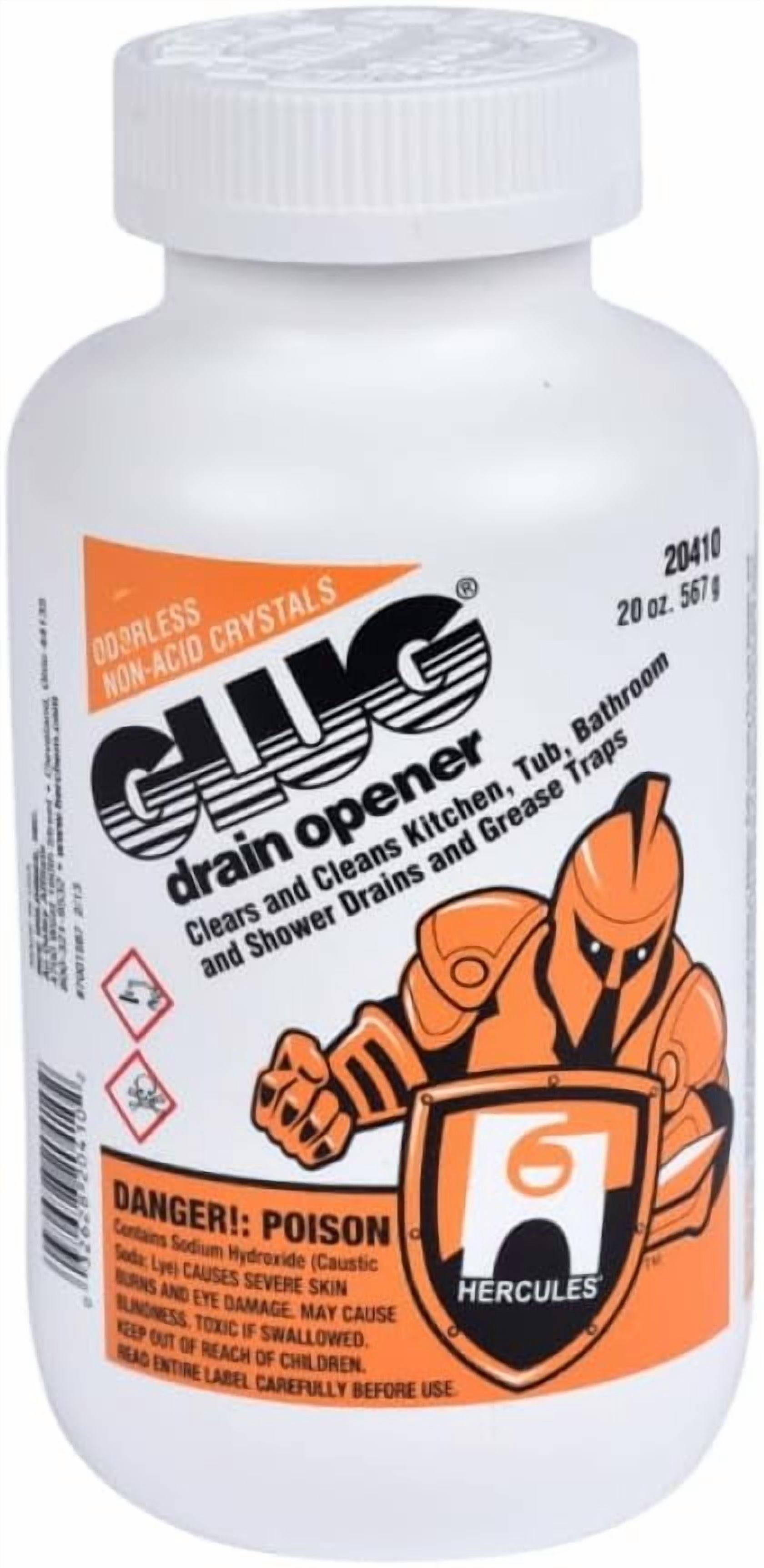 Glug Drain Opener - 20 Oz Non-Acid Crystals For Clogged & Slow Drains, Safe For Septic Systems & Most Pipes