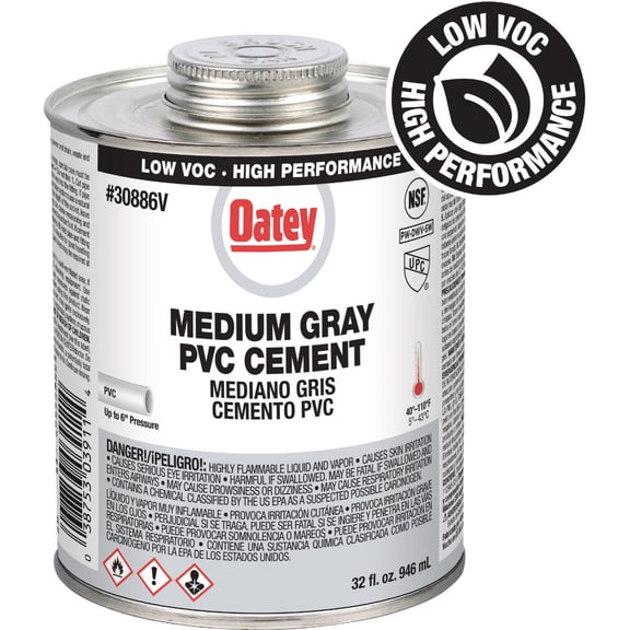 Oatey Low Voc Gray PVC Cement - Pack of 12