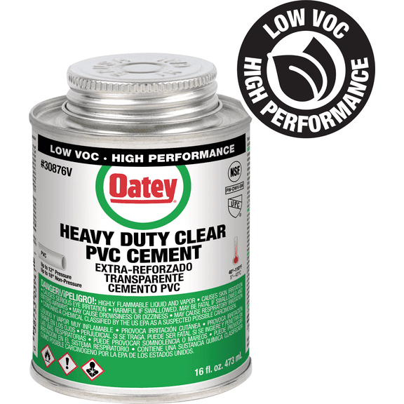 Oatey Low Voc Heavy Bodied Heavy-Duty Clear PVC Cement - Pack of 2 Residential Use, Standard Application