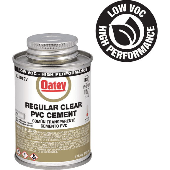 Oatey Low Voc Regular Bodied Clear PVC Cement - Pack of 2 Residential Use, Standard Application