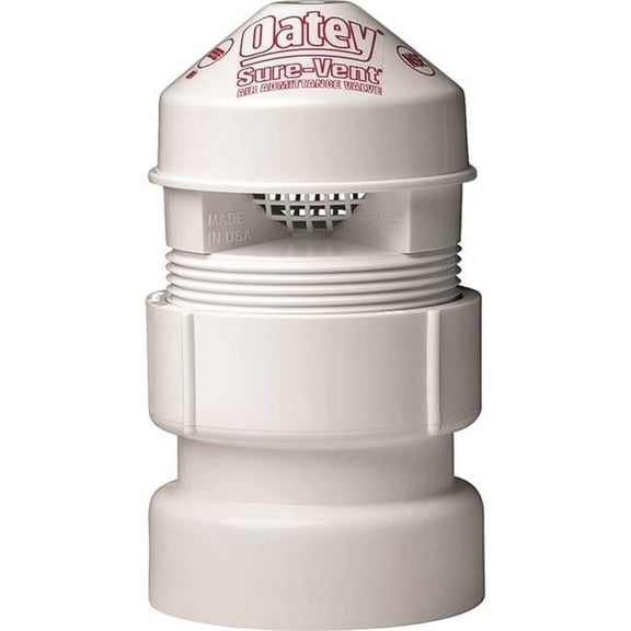 Oatey Sure-Vent Air Admittance Valve with SCH 40 Adapter, 1.5 - 2 in. - 20 DFU, PVC