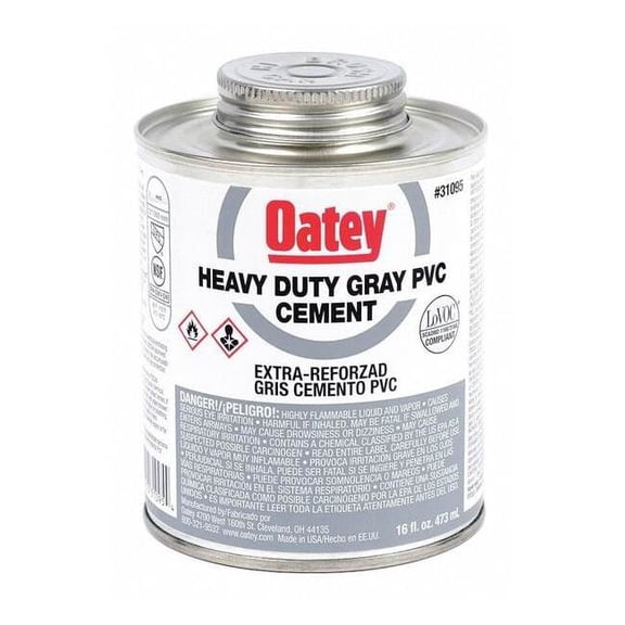 Oatey PVC Cement, Gray, 16 oz. 31095