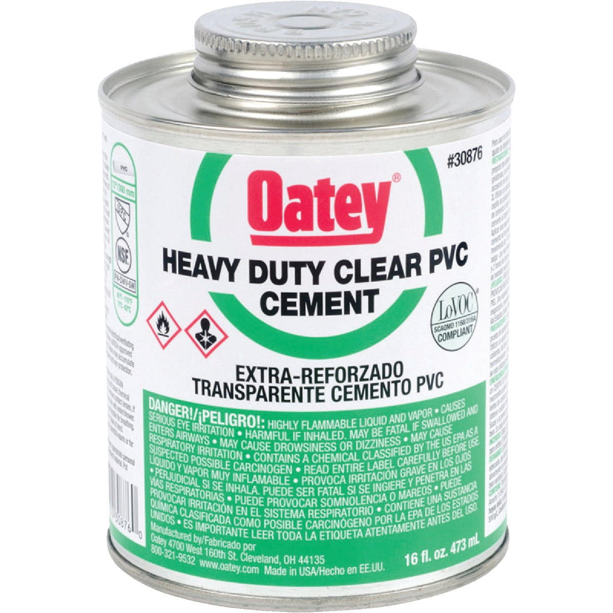 Oatey PVC Cement - Heavy Duty, Low VOC, Clear - 16 Oz
