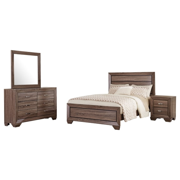 Oatfield Washed Taupe 4-piece Eastern King Bedroom Set