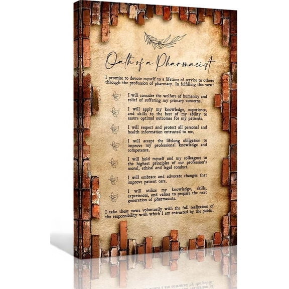 Oath of A Pharmacist Wall Art Vintage Doctor Quote Poster Bedroom Decor Canvas Artwork for Office Pictures for Kitchen Artwork for Home for Bathroom poster